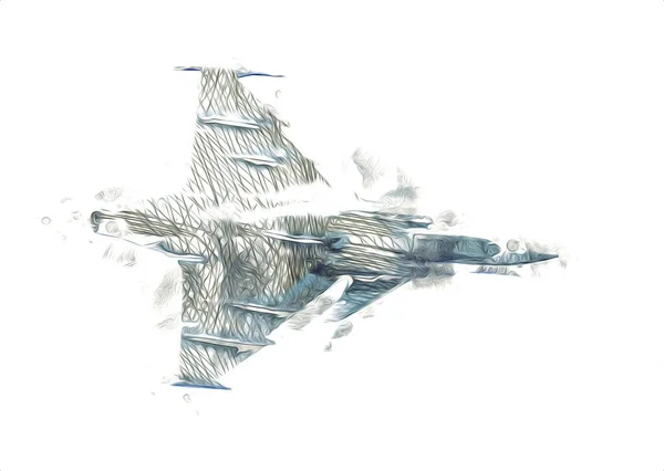 American Jet Fighter Aircraft Drawing Illustration Art Vintage — Stock Photo, Image