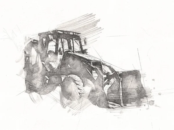 Экскаватор Трактор Иллюстрации Цвета Изолированные Произведения Искусства — стоковое фото