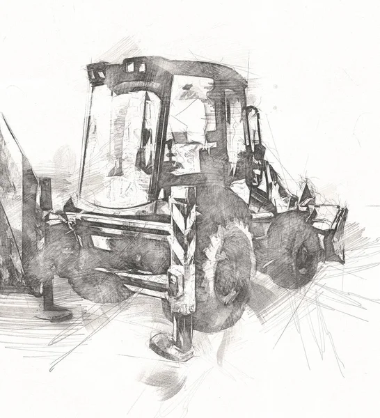 Grävmaskin Traktor Illustration Färg Isolerat Konstverk — Stockfoto