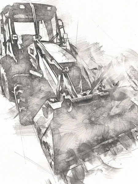 Excavadora Tractor Ilustración Color Aislado Obra Arte — Foto de Stock