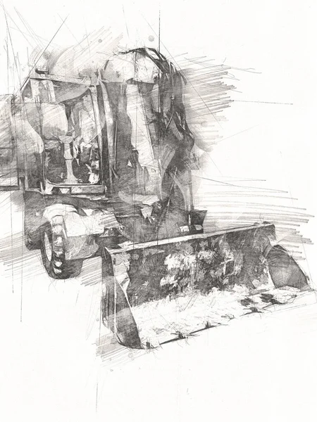 Kotrógép Illusztráció Elszigetelt Színes Művészeti Munka — Stock Fotó