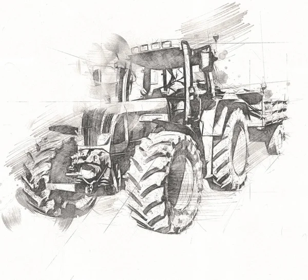 Jordbrukstraktor Illustration Färg Konst — Stockfoto
