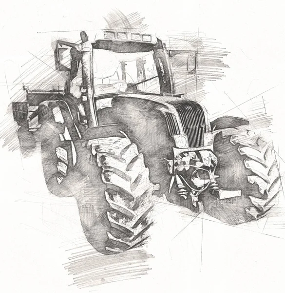 Agricultural Tractor Illustration Color Art — Stock Photo, Image