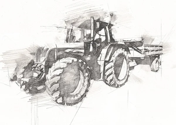 Tractor Agrícola Ilustración Color Arte — Foto de Stock