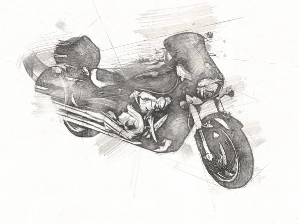 Motorrad Llustration Farbe Isoliert Kunst Vintage Retro — Stockfoto