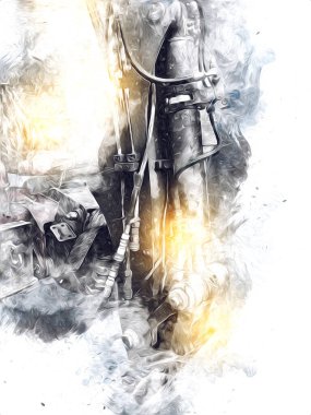 Ekskavatör illüstrasyon izole renk sanat eseri