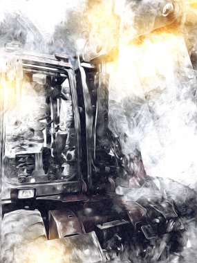 Ekskavatör illüstrasyon izole renk sanat eseri