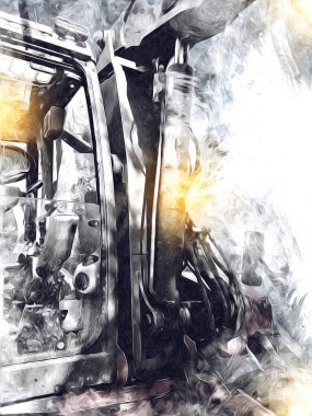 Ekskavatör illüstrasyon izole renk sanat eseri