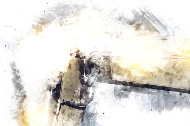 Ekskavatör illüstrasyon izole renk sanat eseri