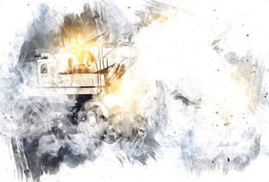 Ekskavatör illüstrasyon izole renk sanat eseri