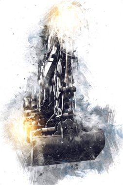 Ekskavatör illüstrasyon izole renk sanat eseri