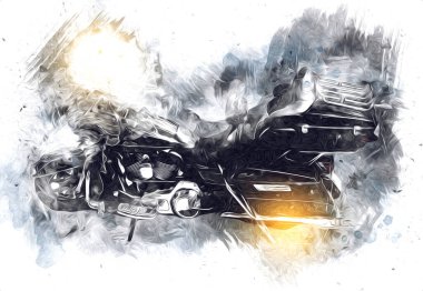 Motosiklet görüntüleme rengi izole edilmiş sanat antika retro