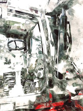 Ekskavatör illüstrasyon izole renk sanat eseri