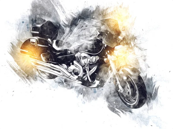 Motorrad Llustration Farbe Isoliert Kunst Vintage Retro — Stockfoto