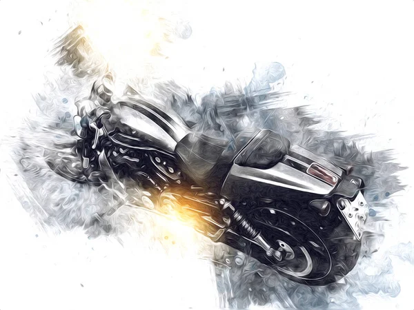 Motorrad Llustration Farbe Isoliert Kunst Vintage Retro — Stockfoto