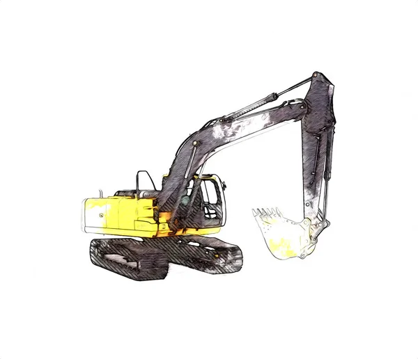 Excavator Illustration Color Isolated Art Work — Stock Photo, Image