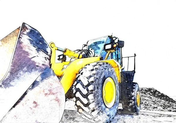 Excavator illustration color isolated art work