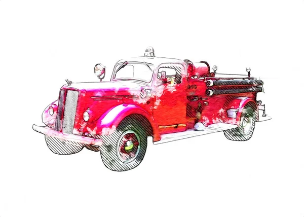 Vintage Retro Classique Vieille Illustration Voiture — Photo