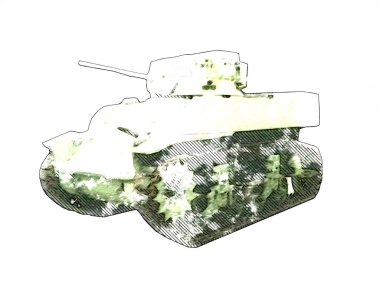 Vintage tank izole çizim sanat illüstrasyonu