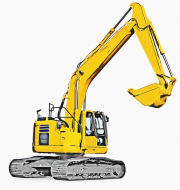 Ekskavatör illüstrasyon izole renk sanat eseri