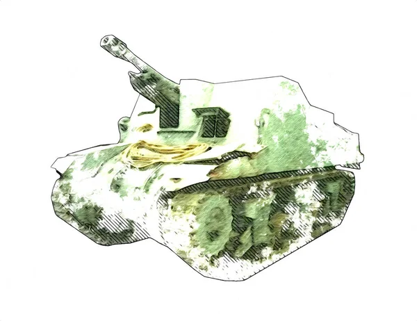 Vintage tank izole çizim sanat illüstrasyonu