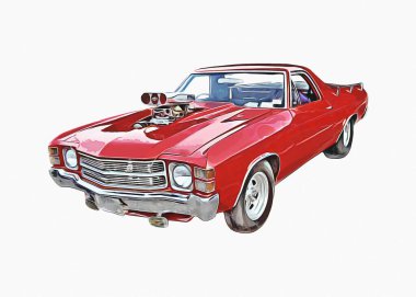 Klasik Retro Klasik Eski Araba Çizimi