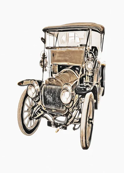 Vintage Retro Classique Vieille Illustration Voiture — Photo