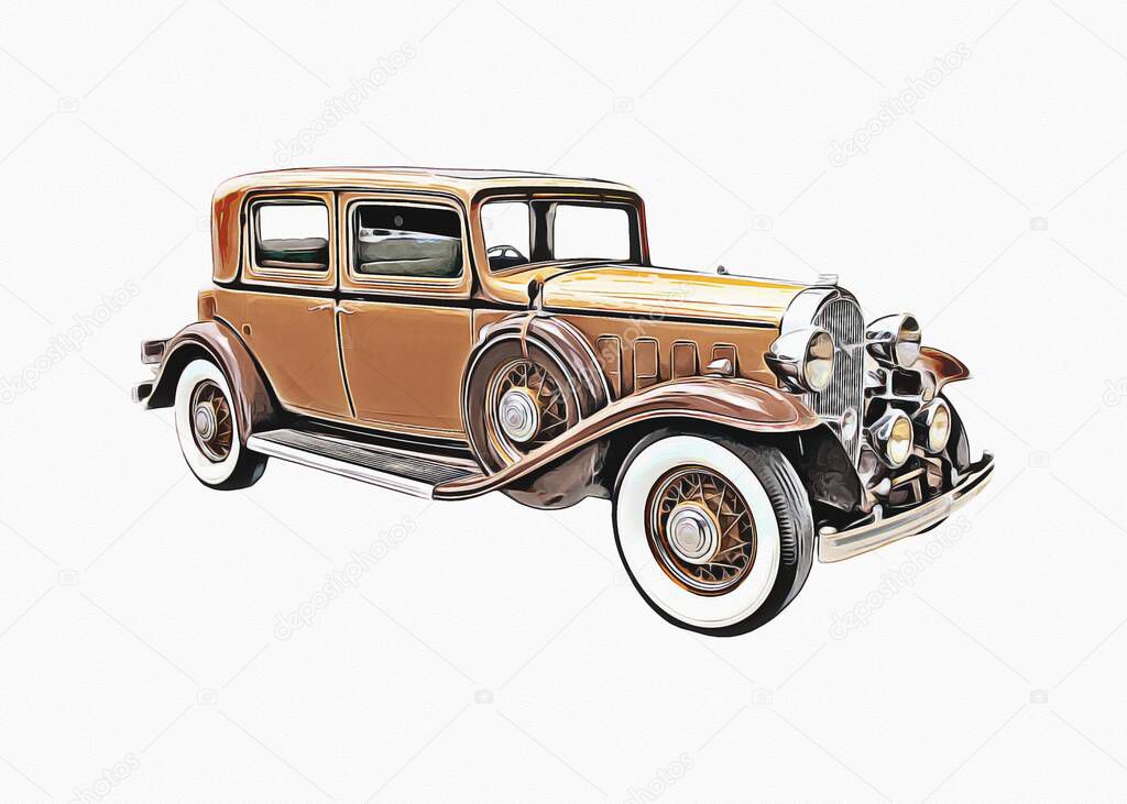 Vintage Retro Classic Old Car Illustration