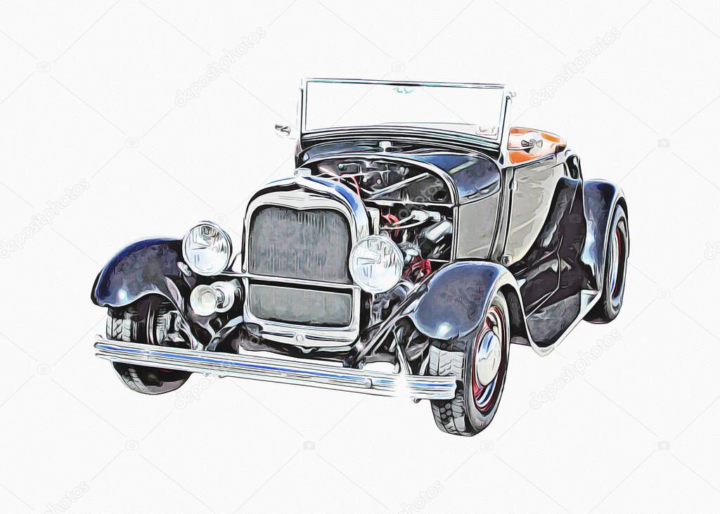 Vintage Retro Classic Old Car Illustration