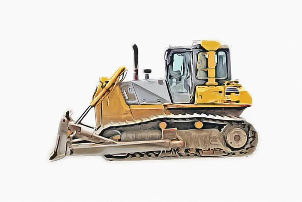 Bulldozer Illustration Color Art Grunge Drawing Vintage — Stock Photo, Image