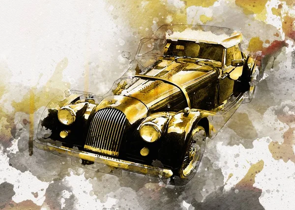 Vintage Retro Classique Vieille Illustration Voiture — Photo