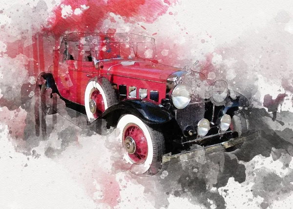 Vintage Retro Classique Vieille Illustration Voiture — Photo