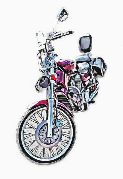 Motor Cycle Llustration Color Isolated Art Vintage Retro — Stock Photo, Image