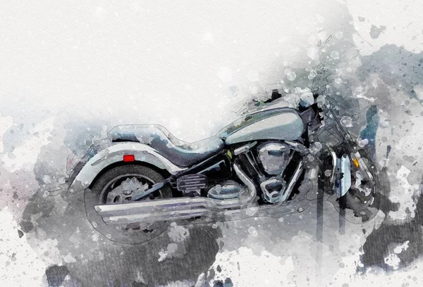 Motocykl Ilustrace Barva Izolované Umění Vintage Retro — Stock fotografie