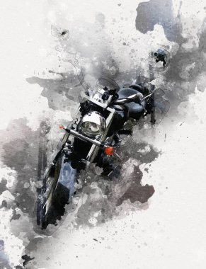 Motosiklet görüntüleme rengi izole edilmiş sanat antika retro