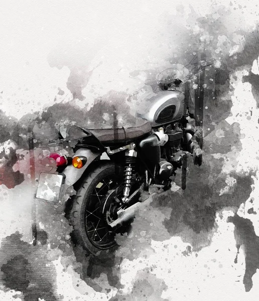 Motor Cycle Llustration Color Isolated Art Vintage Retro — Stock Photo, Image