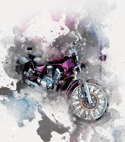 Moto Llustration Couleur Isolé Art Vintage Rétro — Photo