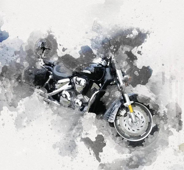 Motorrad Llustration Farbe Isoliert Kunst Vintage Retro — Stockfoto