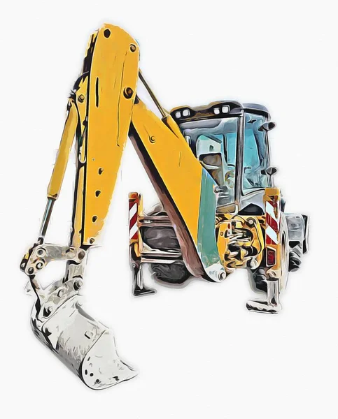 Bagger Traktor Illustration Farbe Isoliert Kunstwerk Antik Alt — Stockfoto