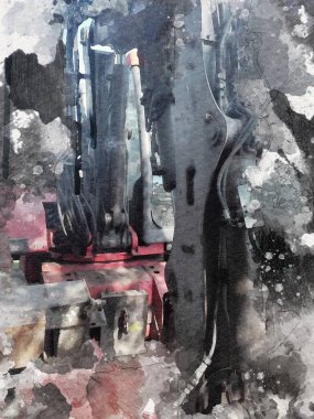 Excavator illüstrasyon rengi tasarım için izole edilmiş komik sanat eserleri