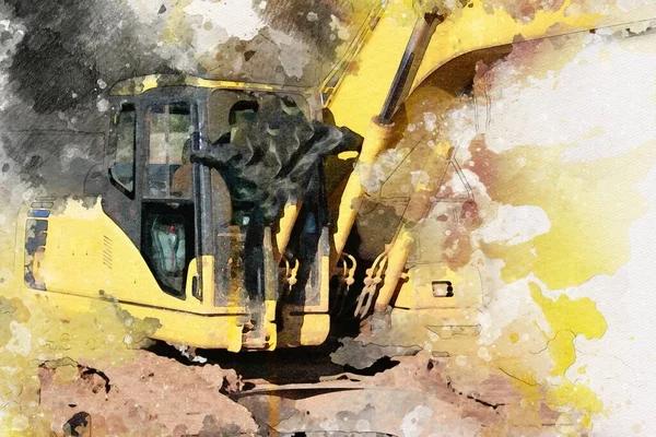 Excavator Illustration Color Isolated Funny Artwork Design — Stock Photo, Image