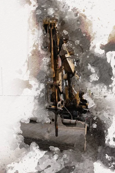 Excavator illüstrasyon rengi tasarım için izole edilmiş komik sanat eserleri