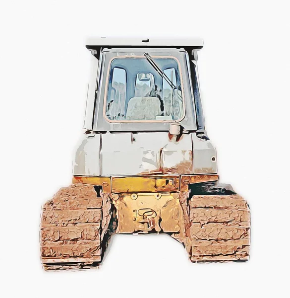 Bulldozer Illustrazione Colore Arte Grunge Disegno Vintage — Foto Stock