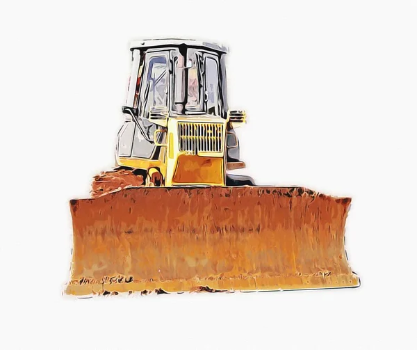 Bulldozer Illustratie Kleur Kunst Grunge Tekening Vintage — Stockfoto