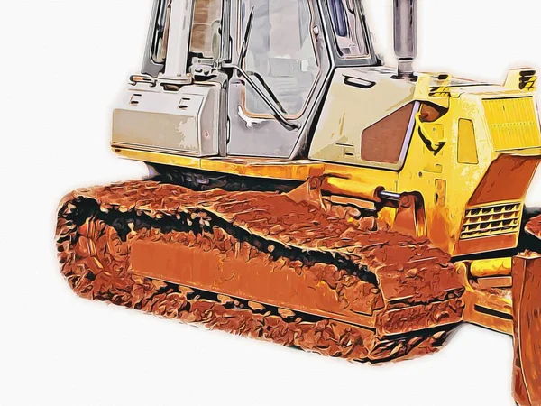 Bulldozer Illustration Färg Konst Grunge Teckning Vintage — Stockfoto