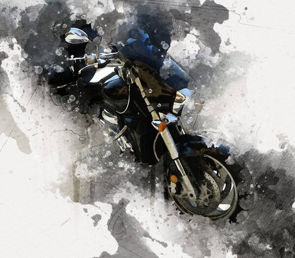 Motor cycle llustration color isolated art vintage retro