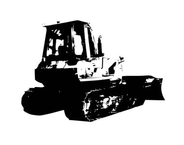Buldozer illüstrasyon renk sanat grunge vintage çizim