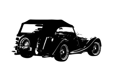 Klasik Retro Klasik Eski Araba Çizimi