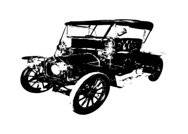 Klasik Retro Klasik Eski Araba Çizimi