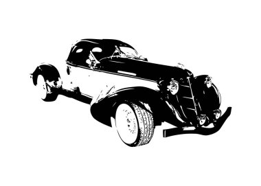 Klasik Retro Klasik Eski Araba Çizimi